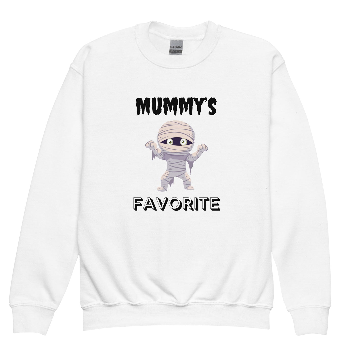 Mummy's Favorite Halloween White Youth Crew Neck Sweatshirt