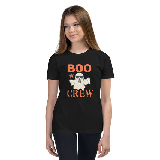 Boo Crew Black Youth Halloween T-Shirt | Bella + Canvas Ghost Tee for Kids