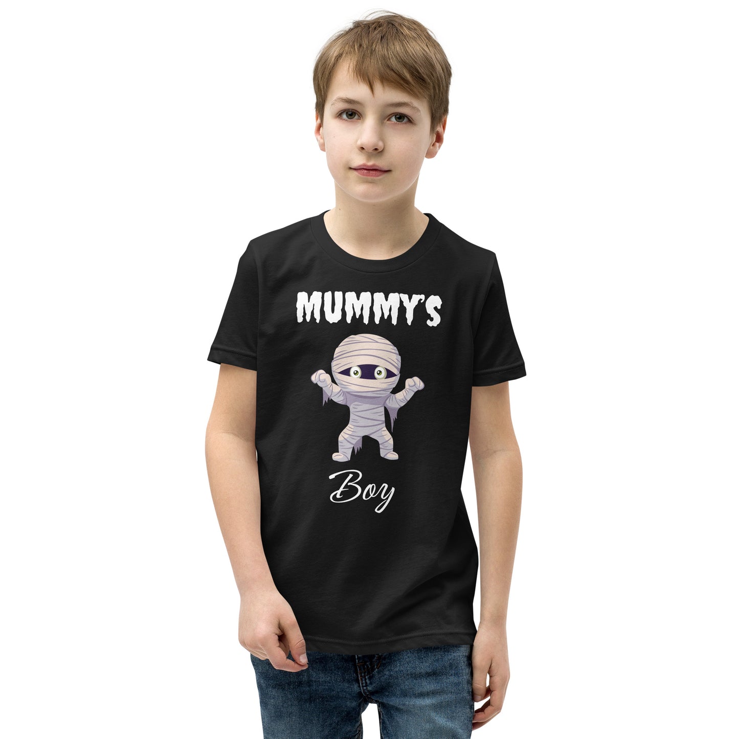 Mummy's Boy Dark Bella+Canvas Youth Halloween T-Shirt