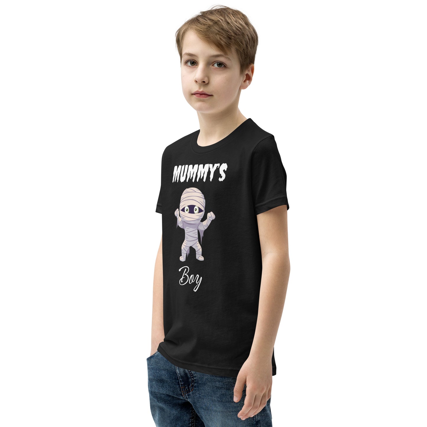 Mummy's Boy Dark Bella+Canvas Youth Halloween T-Shirt
