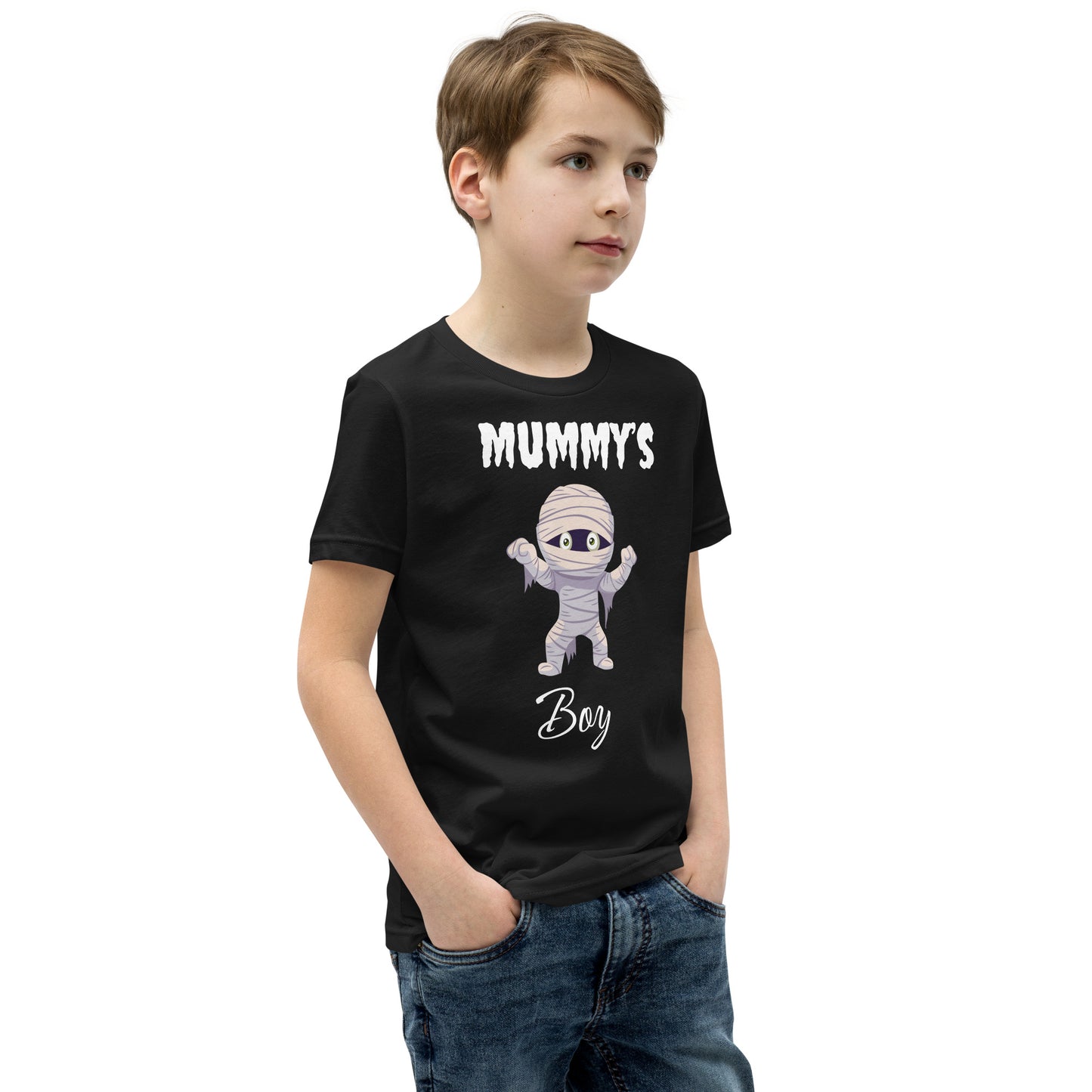 Mummy's Boy Dark Bella+Canvas Youth Halloween T-Shirt