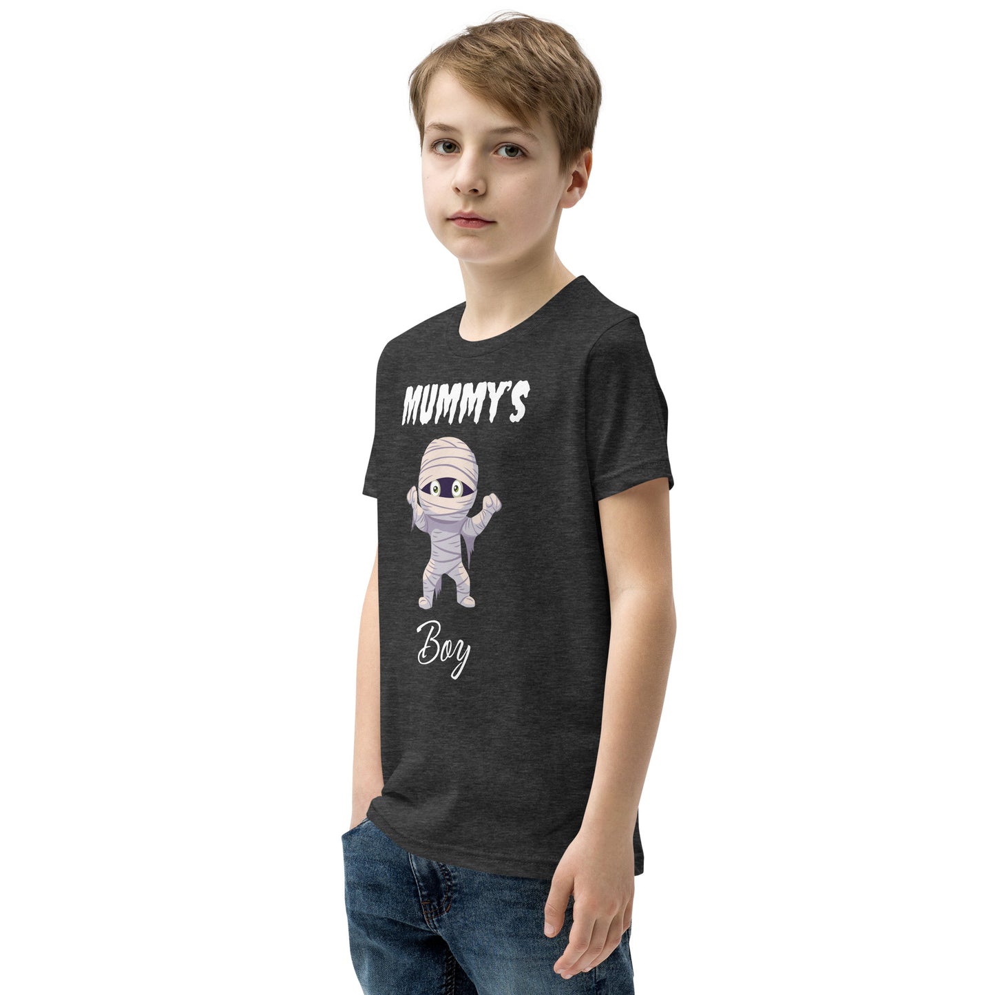 Mummy's Boy Dark Bella+Canvas Youth Halloween T-Shirt