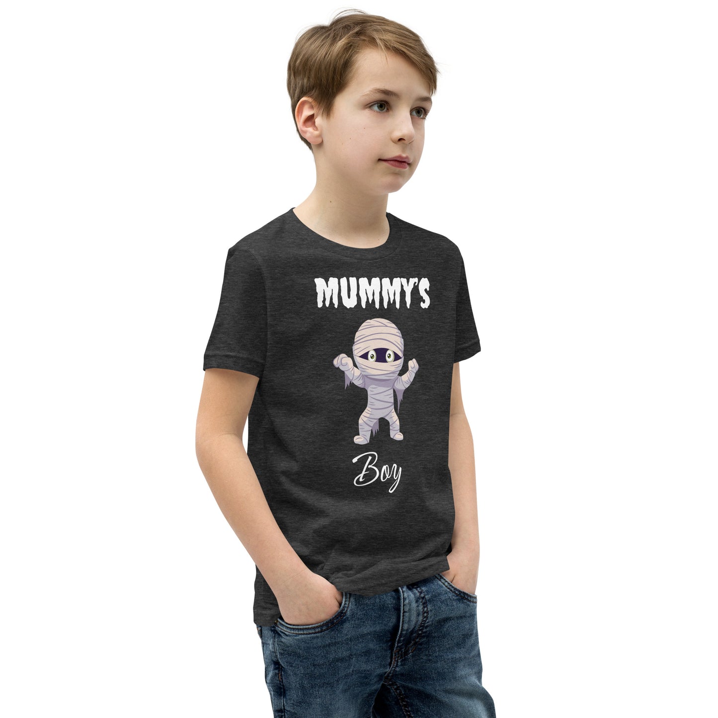 Mummy's Boy Dark Bella+Canvas Youth Halloween T-Shirt
