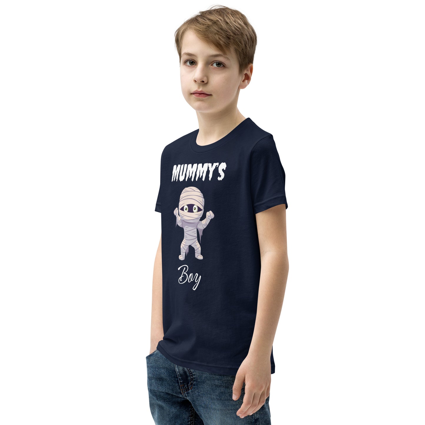 Mummy's Boy Dark Bella+Canvas Youth Halloween T-Shirt