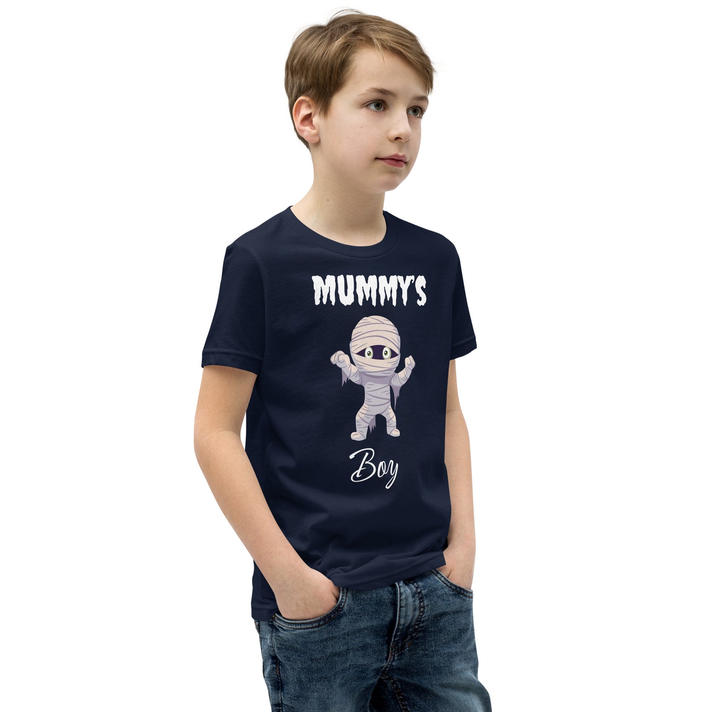 Mummy's Boy Dark Bella+Canvas Youth Halloween T-Shirt